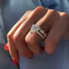Handmade Pear Cut Halo Sterling Silver Ring Set