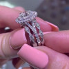 1.5ct Oval Cut White Sapphire 3pcs Bridal Set