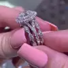 1.5ct Oval Cut White Sapphire 3pcs Bridal Set
