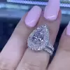 2ct Pear Cut Double Halo 2pcs Bridal Set