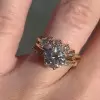Handmade Yellow Gold Round Cut 3pcs Sterling Silver Ring Set