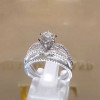 Handmade Round Cut Split Shank Sterling Silver Ring Set