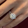 Handmade Insert Halo Design Round Cut Sterling Silver Ring Set
