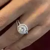 Handmade Insert Halo Design Round Cut Sterling Silver Ring Set