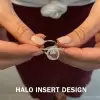 Handmade Insert Halo Design Round Cut Sterling Silver Ring Set