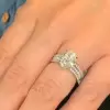 Handmade 3pcs Oval Cut 3.0CT Sterling Silver Ring Set
