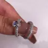 Beautiful Handcrafted Oval Cut 1.5Ct With 3D-Stone Band Wedding Ring Set