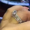 Handmade 3pcs 2.0Ct Round Cut Wedding Ring Set