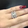 2ct Radiant Cut White Sapphire 3pcs Bridal Set
