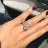 Handmade Rose Gold Halo Round Cut Engagement Ring
