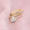 2ct Round Cut Under Halo 2pcs Bridal Set in Gold