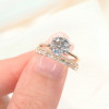 2ct Round Cut Under Halo 2pcs Bridal Set in Gold