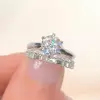 2ct Round Cut Under Halo 2pcs Bridal Set in Gold