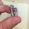 Handmade 2.0 Ct Round Cut  Sterling Silver 3pcs Ring Set