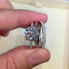 Handmade 2.0 Ct Round Cut  Sterling Silver 3pcs Ring Set