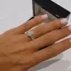0.75CT Halo Pear Cut Sterling Silver Wedding Ring Set