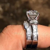 3ct Three-Stone Round Cut 2pcs Bridal Set