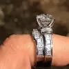 3ct Three-Stone Round Cut 2pcs Bridal Set