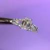 Handmade 2.5 CT Emerald Cut Three Stone Engagement Ring