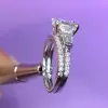 Handmade 2.5 CT Emerald Cut Three Stone Engagement Ring