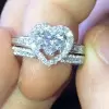 0.5ct Heart Cut White Sapphire 2pcs Bridal Set