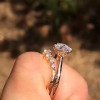 1.0 ct Round Cut Colorless Center Stone In Yellow Gold Ring Set