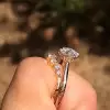 1.0 ct Round Cut Colorless Center Stone In Yellow Gold Ring Set