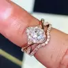 1.5ct Pear Cut White Sapphire 2pcs Bridal Set in Gold