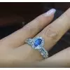 Handmade Oval Cut Sapphire Inspired Ring Set