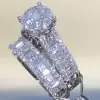 Round Cut White Sapphire 2pcs Bridal Set