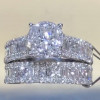 Round Cut White Sapphire 2pcs Bridal Set