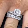 Handmade 1.0 CT Cushion Cut Halo and Intertwined Engagement Ring
