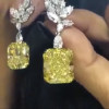 9ctw Radiant Cut Yellow Sapphire Drop Earrings 