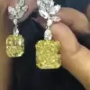 9ctw Radiant Cut Yellow Sapphire Drop Earrings 