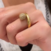Flush Set Asymmetric Contemporary Cocktail Ring