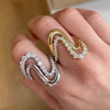 Round Cut White Sapphire Modern Wave Ring