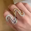 Round Cut White Sapphire Modern Wave Ring