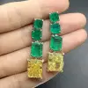 20ctw Emerald and Yellow Sapphire Statement Earrings