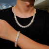 Clustered White Sapphire Unisex Halo Statement Necklace