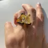 12ct Princess Cut Yellow Sapphire Bold Paved Ring