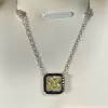 5ct Princess Cut Halo Square Pendant Necklace