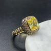 3.8ct Yellow and Champagne Sapphire Paved Cocktail Ring