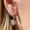 5ctw Round Cut Bezel Art Deco Milgrain Huggie Earrings