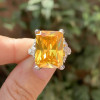 14.2ct Radiant Cut Yellow Sapphire Floral Cocktail Ring