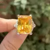 14.2ct Radiant Cut Yellow Sapphire Floral Cocktail Ring