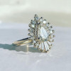 5ct Pear Cut White Sapphire Vintage Cocktail Ring