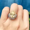 4.1ct Pear Cut Yellow Sapphire Crown Engagement Ring