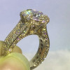 3.8ct Round Cut White Sapphire Halo Engagement Ring