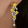 18ctw Princess Cut Yellow Sapphire Statement Drop Earrings