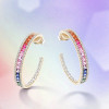 16ctw Rainbow Sapphire Hoop Earrings